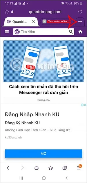 Hoe tabbladen onder de adresbalk op Samsung Internet weer te geven