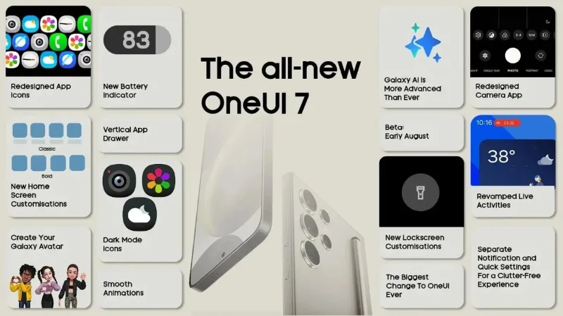 Resumen de información sobre Samsung One UI 7