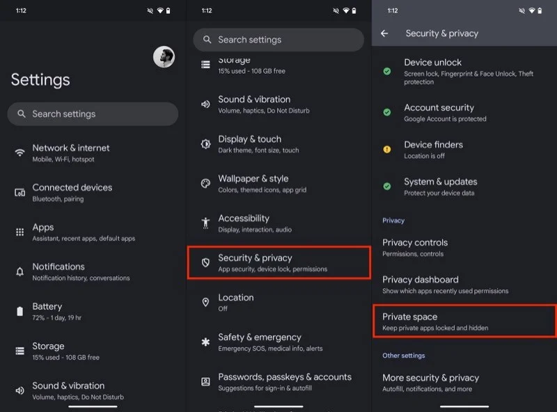 Android 15에서는 Private Space를 어떻게 사용하나요?