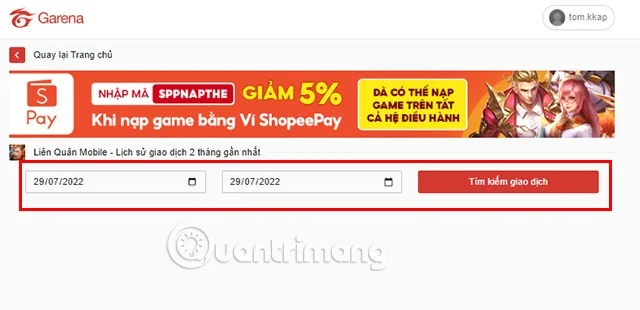 Cómo ver rápidamente el historial de recargas de Lien Quan
