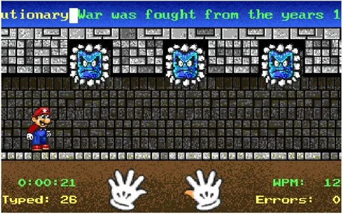 Esercitati a digitare con 10 dita con Mario Teaches Typing online, un gioco di pratica di digitazione estremamente attraente