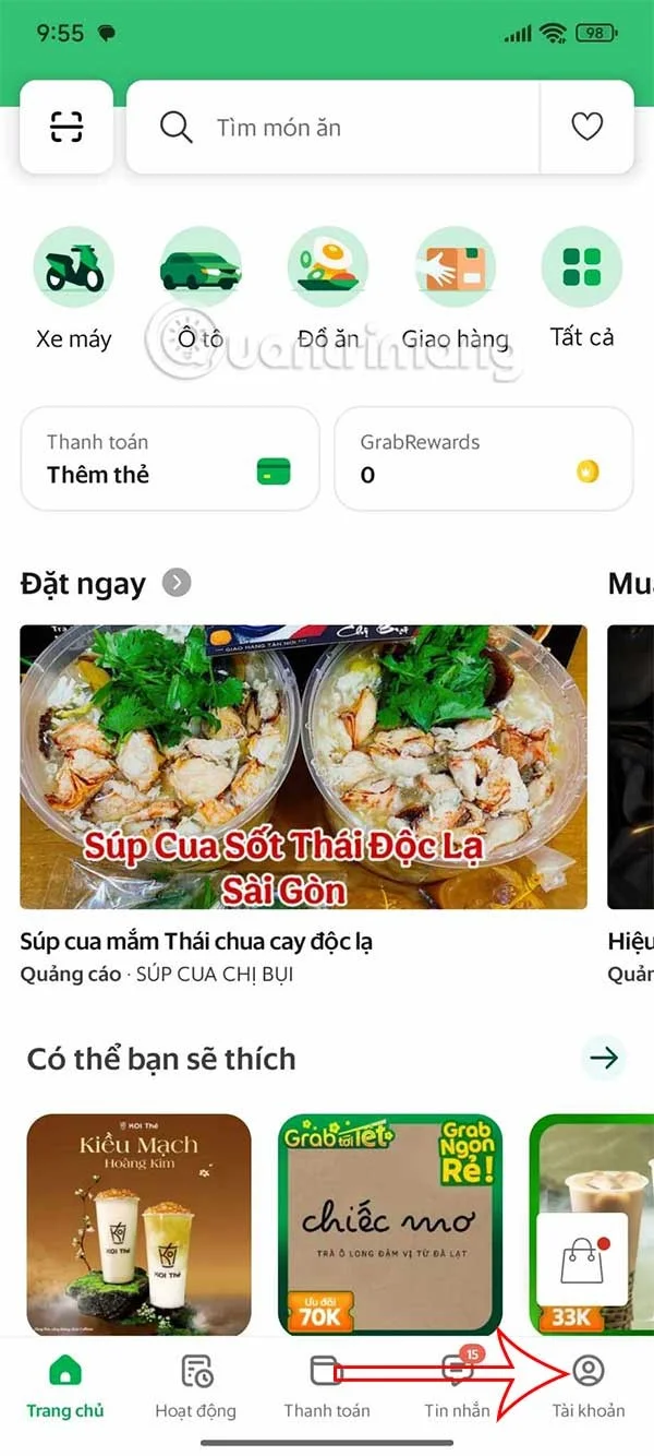 Grab'de aile hesabı oluşturma talimatları
