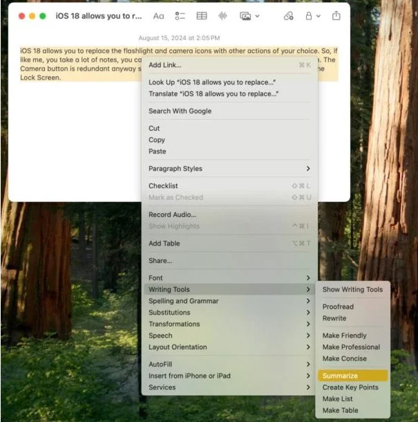 Cómo usar Apple Intelligence para resumir correos electrónicos, páginas web y texto