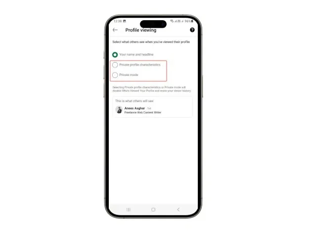 Cómo habilitar el modo de privacidad de LinkedIn para navegar de forma anónima