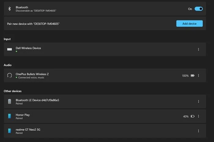 WindowsでBluetoothデバイスのバッテリー残量を確認する方法
