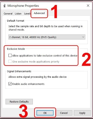 Fix microphone not working in Windows 10