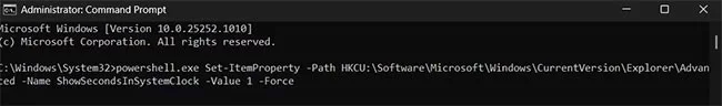 How to display seconds on Windows system clock