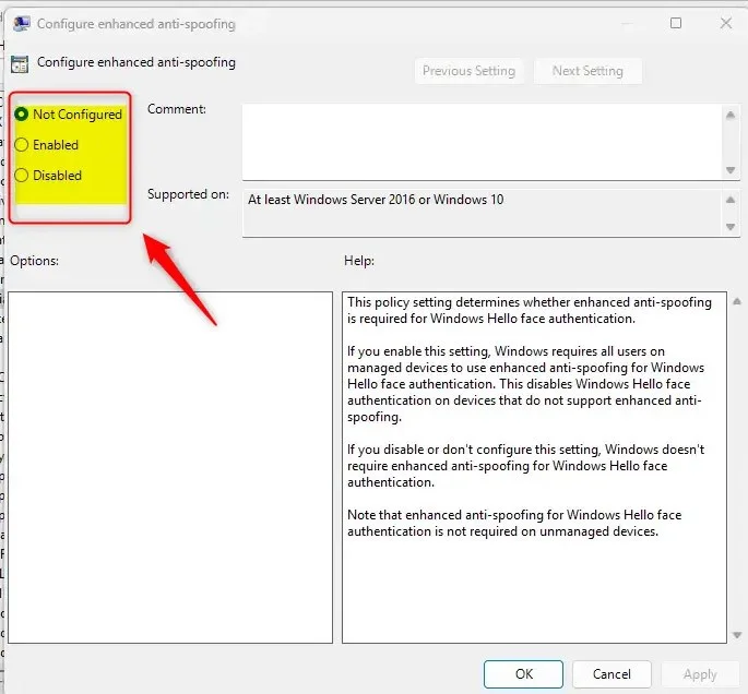 Instruções para habilitar o anti-spoofing no Windows 11