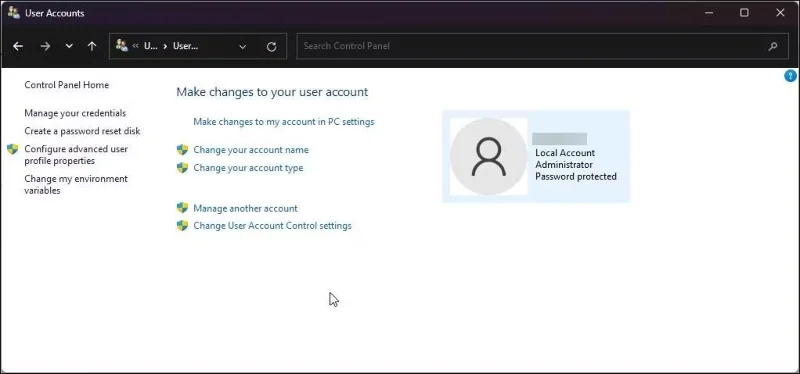 How to change account password in Windows 11