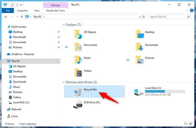 How to Add Recycle Bin to File Explorer