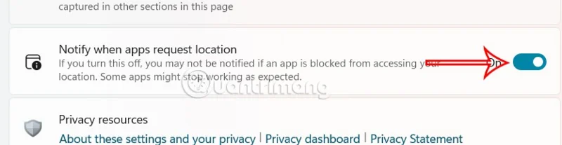 How to turn off location request notifications on Windows 11