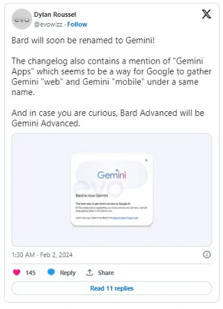 Google está a punto de cambiar por completo el nombre de Bard a Gemini