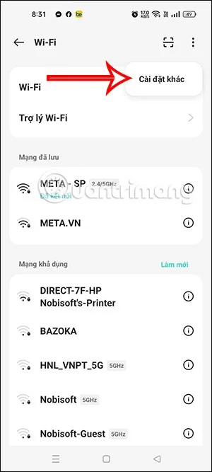 Oppo telefonlarda kayıtlı WiFi şifrelerini görüntüleme talimatları