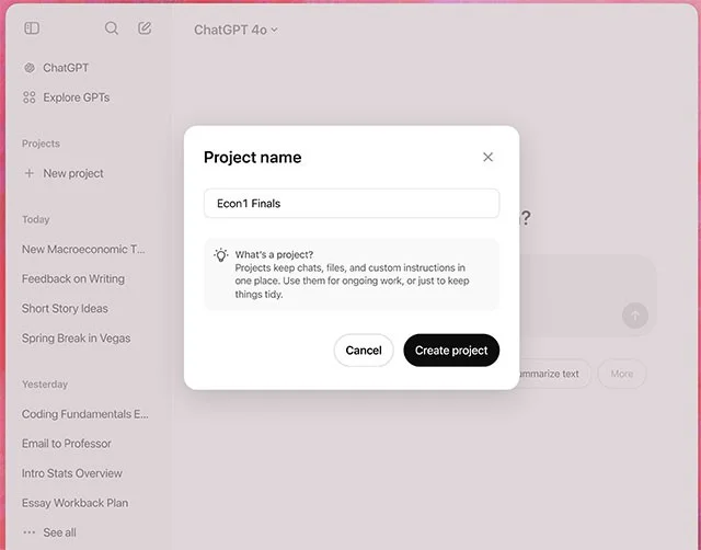 OpenAI presenta los proyectos ChatGPT: nuevas funciones para organizar conversaciones más inteligentes