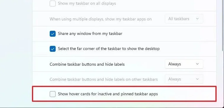 How to turn off the application menu in the Windows 11 Taskbar
