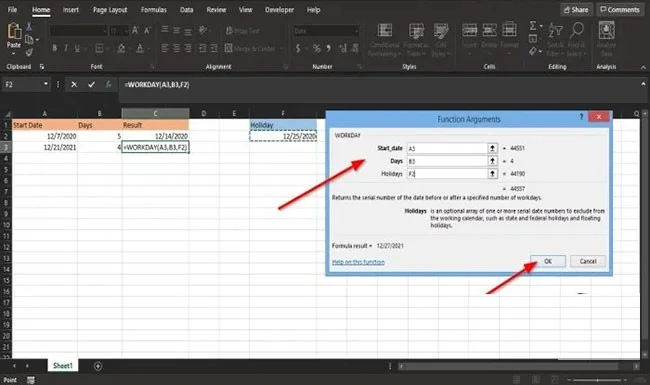 Cómo utilizar la función DIA.LAB en Microsoft Excel