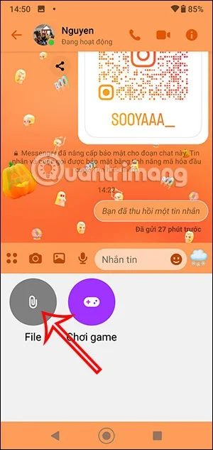 Instrucciones para enviar archivos en Messenger en el teléfono y la computadora