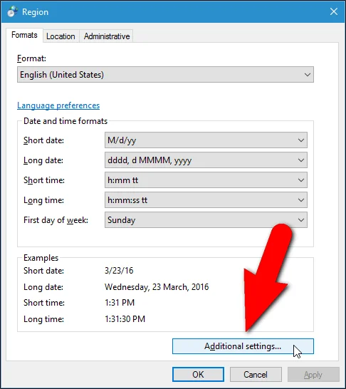 Jak zmienić format daty i godziny w systemie Windows, zmień ukośnik na kropkę