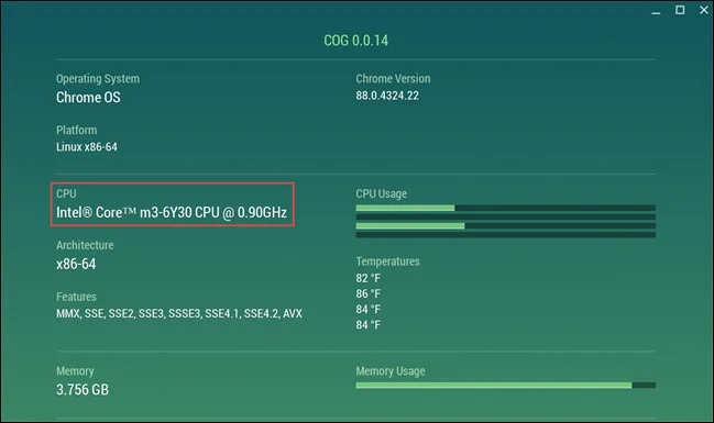How to view Chromebook CPU information