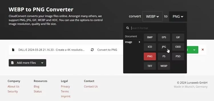 Comment convertir facilement des images WebP DALL-E 3 en JPG ou PNG