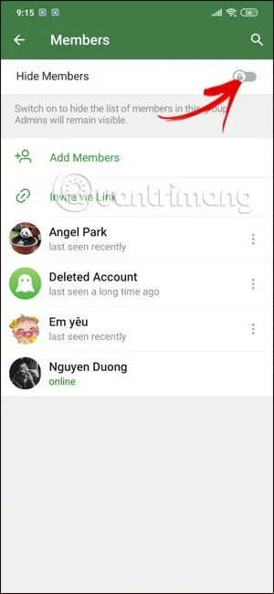 Cómo ocultar la lista de miembros de un grupo de Telegram