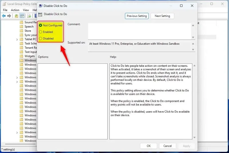 Click to Do Windows 11'i etkinleştirme talimatları