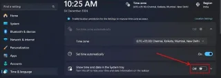 Instruções para ocultar data e hora da barra de tarefas do Windows 11