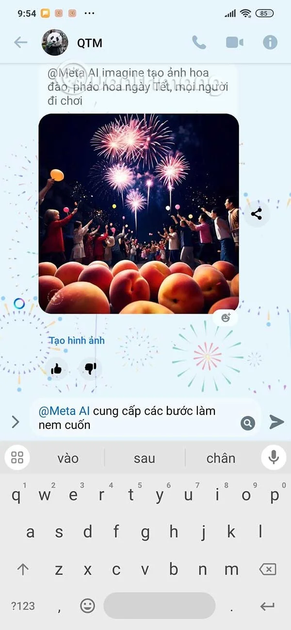 Instruções para criar imagens de IA no chat do Messenger