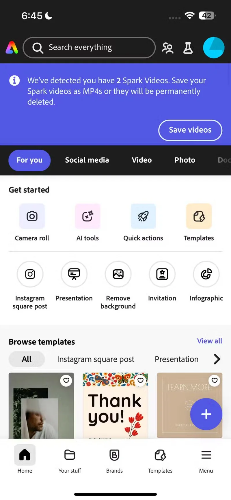 No need for multiple Adobe Mobile apps, Adobe Express is the only app you need!