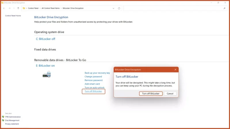 How to Turn Off Bitlocker on Windows 11