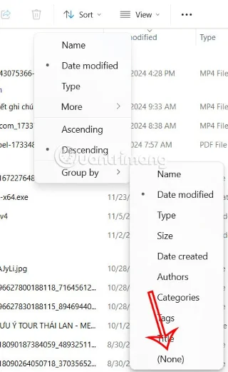 How to turn off file groups in Downloads Windows 11