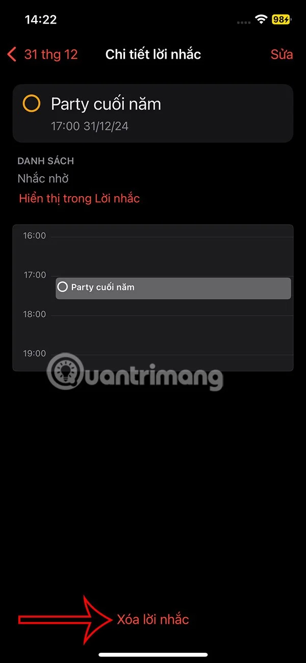 iPhone'daki Takvim'den hatırlatıcılar nasıl silinir