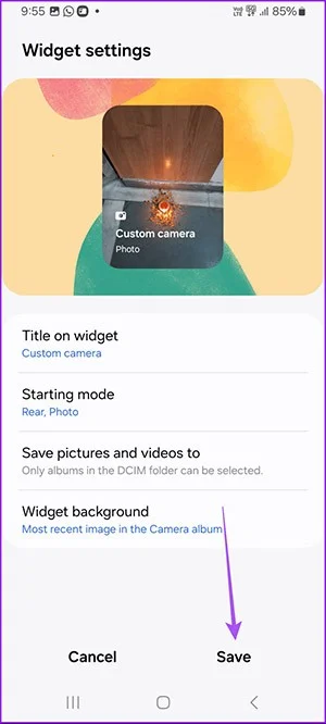 Cómo agregar un widget de cámara en Samsung Galaxy