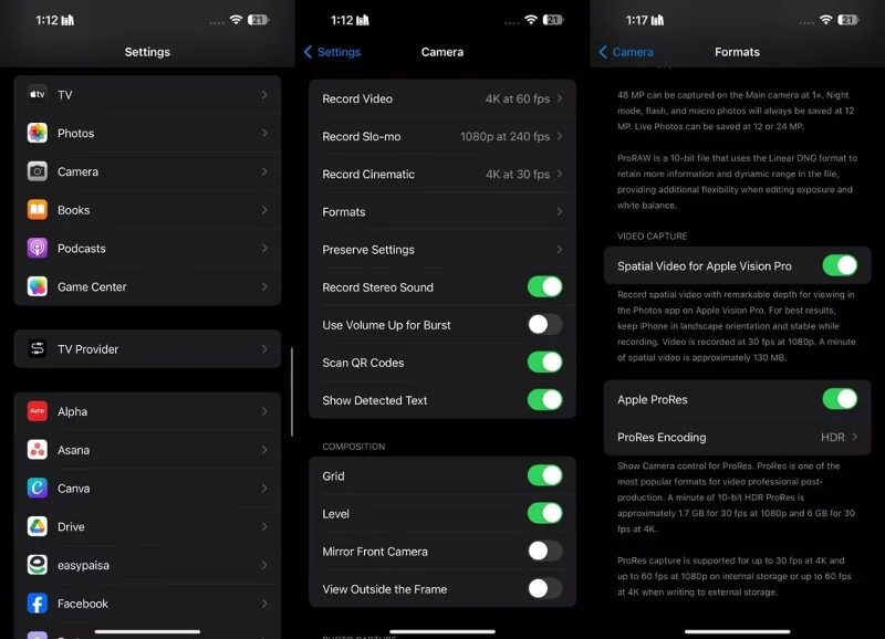 7 configuraciones de la cámara del iPhone para grabar mejores videos