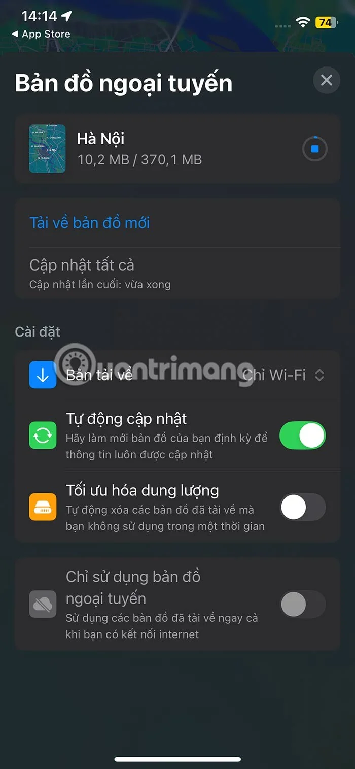 Instructions for downloading offline Apple Maps