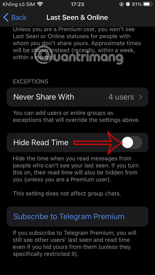 Cómo ocultar el último estado visto en Telegram