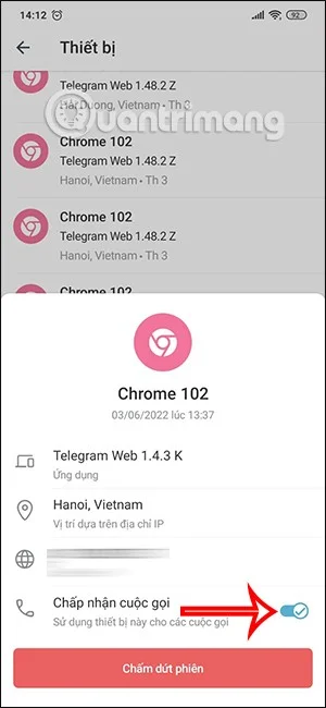 How to log out of Telegram account remotely