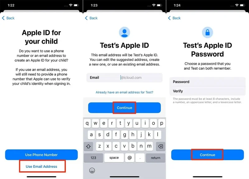 คำแนะนำในการสร้างบัญชี Apple ID สำหรับเด็ก
