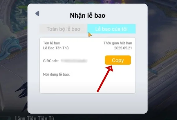 Código Tru Tien Thanh Van Chi y eventos para recibir el código de regalo