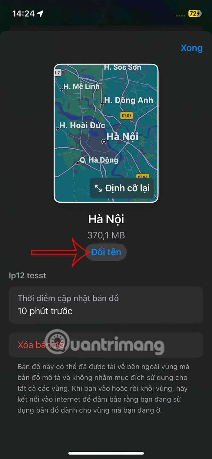 Instructions for downloading offline Apple Maps