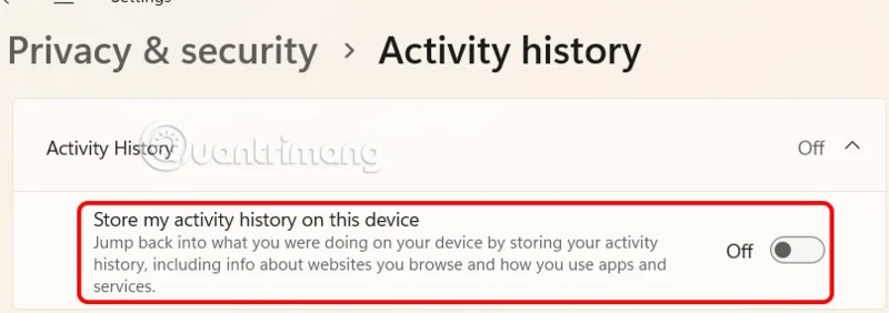 How to disable activity history on Windows 11