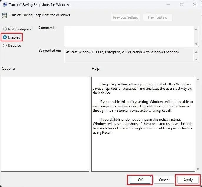 Cómo deshabilitar la recuperación de Windows en Copilot+ PC