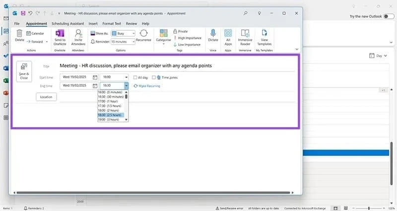 Como agendar um evento no Outlook