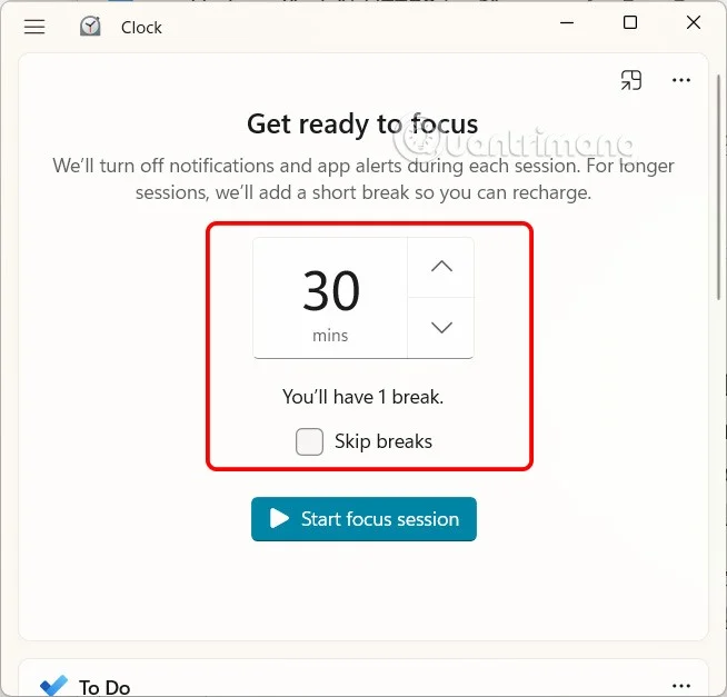 Instructions for using Windows Focus to increase concentration