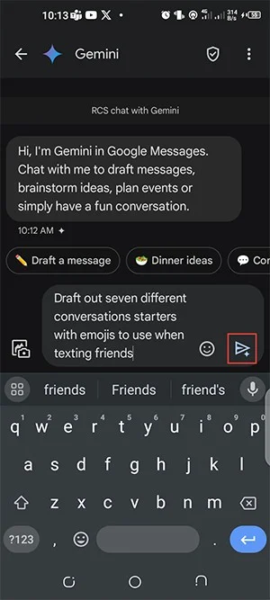Como enviar mensagens RCS usando o Google Gemini