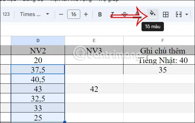 Instructions pour colorier les cellules et le texte dans Google Sheets