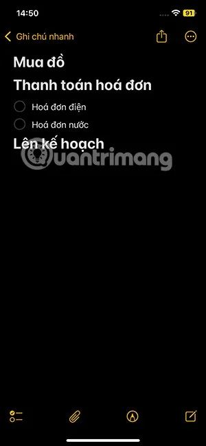 iOS 18'de not içeriğini daraltma talimatları