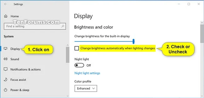 Turn off Windows 10 screen brightness auto-adjustment feature