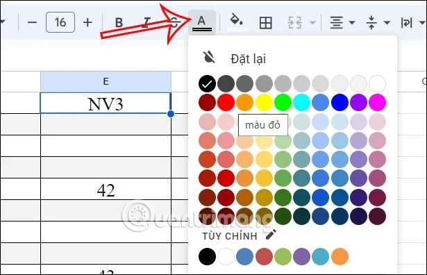Instructions pour colorier les cellules et le texte dans Google Sheets