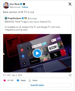 Elon Musk wil dat mensen X-video op tv bekijken
